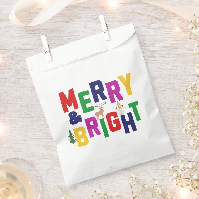 Merry and Bright Pine Tree Rentier Snowman Geschenktütchen (Ausgeschnitten)