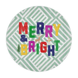 Merry and Bright Pine Tree Rentier Snowman Schneidebrett