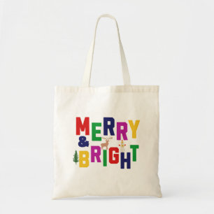 Merry and Bright Pine Tree Rentier Snowman Tragetasche