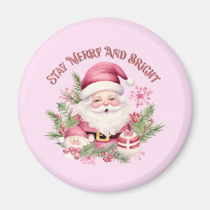Merry and Bright - Pink Santa Magnet