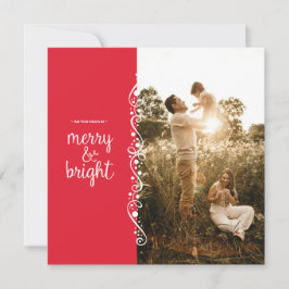 Merry and Bright Red Swirl Square Foto Card Dankeskarte