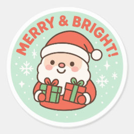 merry and bright runder aufkleber