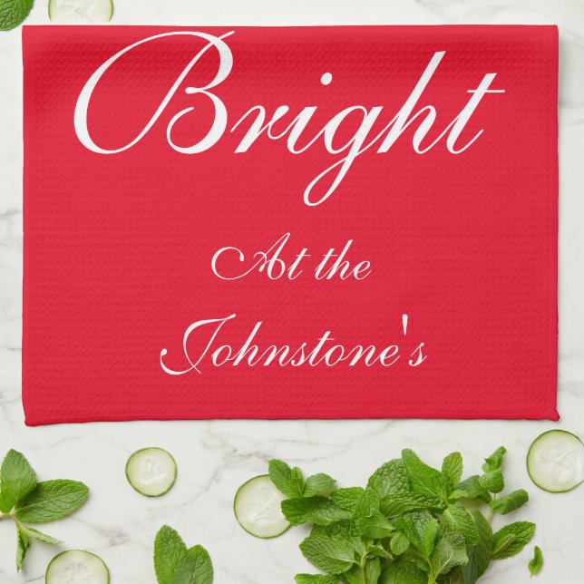 Merry and Bright Script Name Stilvolle Red Christm Geschirrtuch (Gefaltet)