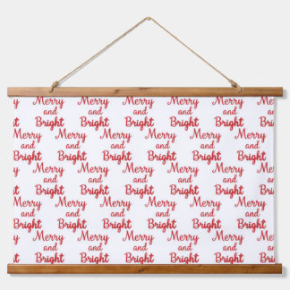 merry and bright seamless wandteppich mit holzrahmen