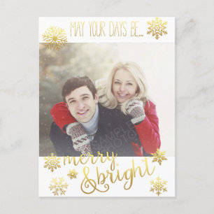 Merry and Bright Snow Holiday Post Card Feiertagspostkarte