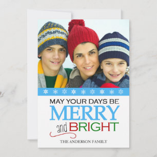 Merry and Bright Snowflake 12x18 Foto Card - Aqua Feiertagskarte