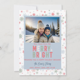 "Merry and Bright" Snowflake Custom Foto Feiertagskarte