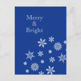 Merry and Bright Snowflakes Blue Christmas    Postkarte