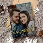 Merry and Bright Star Snowflake Foto Foil Folien Feiertagskarte<br><div class="desc">Feiern Sie die Saison mit dieser Merry and Bright Star Snowflake Foto Foil Holiday Card. Sie können dies durch einen Klick auf "PERSONALISIEREN" weiter anpassen. Das von Unsplash zur Verfügung gestellte Platzhalter-Image,  das NICHT zum Verkauf angeboten wird,  ersetzen Sie es durch Ihre eigenen Fotos.</div>