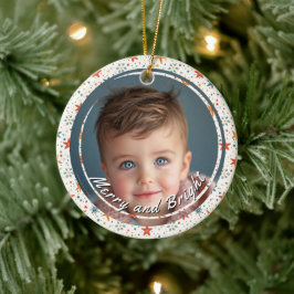 Merry and Bright Stars Custom Child Foto Keramik Ornament