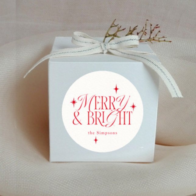 Merry and Bright Stars Simple Runder Aufkleber (Von Creator hochgeladen)