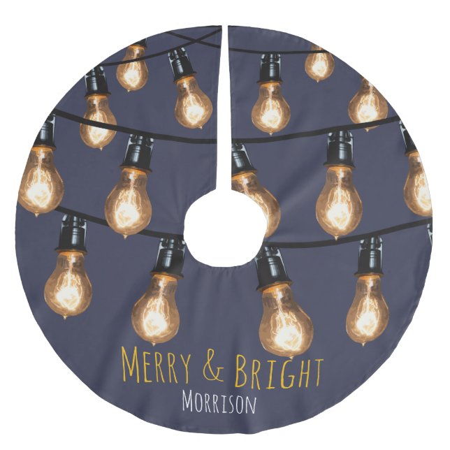 Merry and Bright String of Lights - Personalisiert Polyester Weihnachtsbaumdecke (Vorderseite)