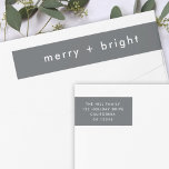 Merry and Bright Stylish Gray Christmas Address<br><div class="desc">Einfach, stylish, trendy "merry bright" wrap around label with modern minimalist typography in white on rich charcoal gray background. The greeting, name, and address can be easily customized for a personal touch. A quirky, einzige Christmas Label to be paired with our complementary range of cards will mean you stand out...</div>