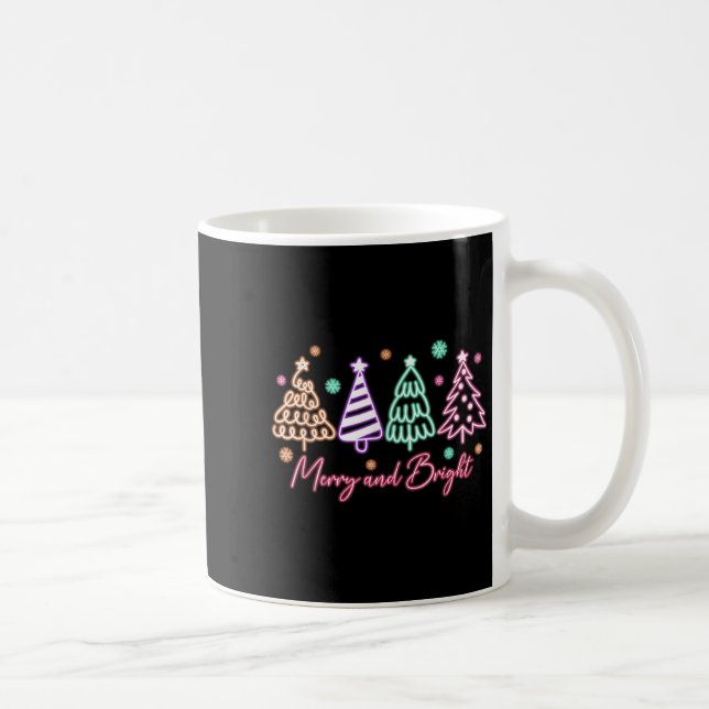 Merry And Bright Tree Neon Christmas  Kaffeetasse (Rechts)