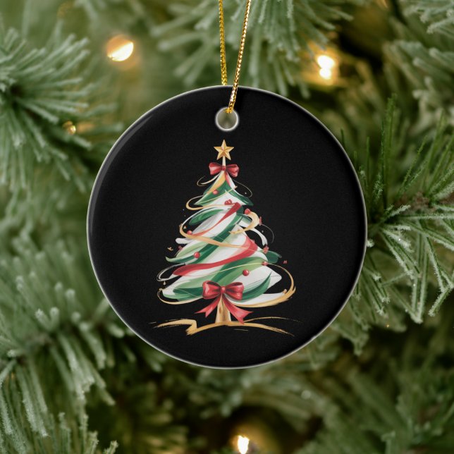 Merry and Bright Trees Christmas Holiday Winter  Keramik Ornament (Baum)