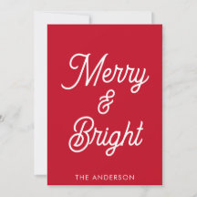 Merry and Bright Typografy Script Red Christmas