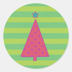 Merry and Bright, Weihnachtsaufkleber für Umschläg Runder Aufkleber