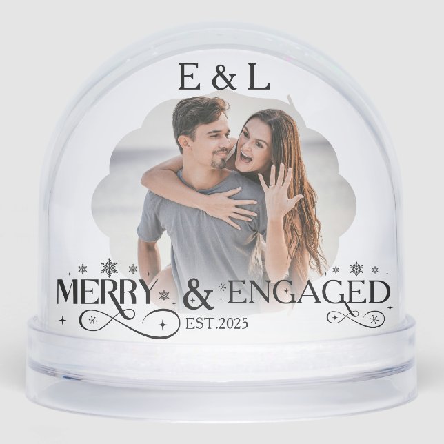 Merry and Engaged Couple Photo Holly Script (Avant)