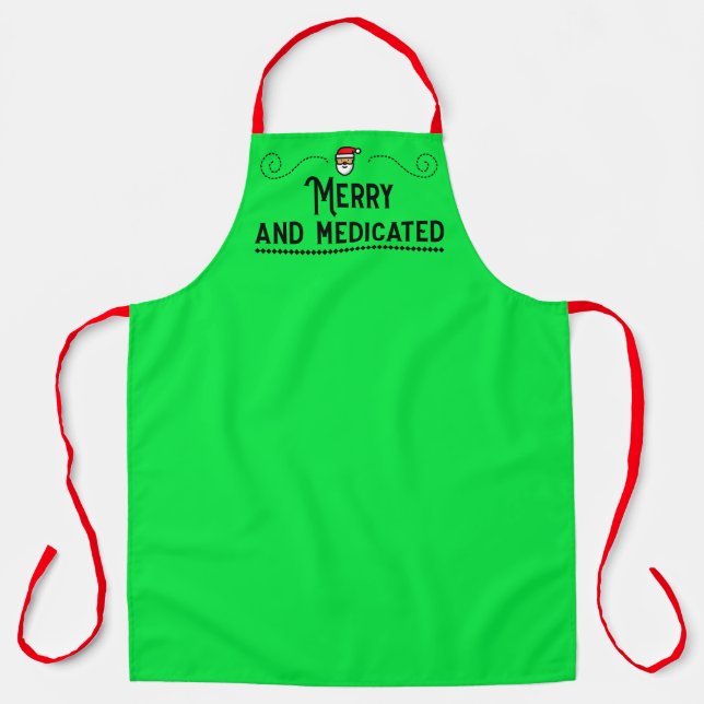 Merry and Medicated Holiday Chef Apron Schürze (Vorderseite)