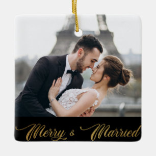 Merry and Verheiratet Gold Script New Ornament