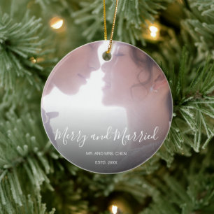 Merry and Verheiratet Newlywed Elegant Keramik Ornament