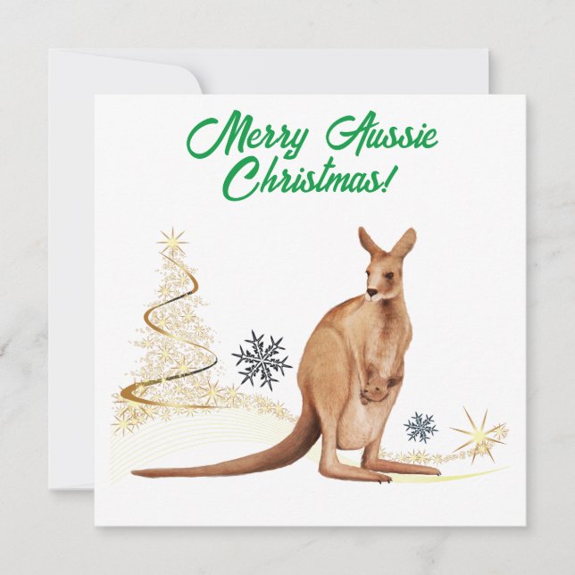 Merry Aussie Christmas Kangaroo Feiertagskarte (Vorderseite)