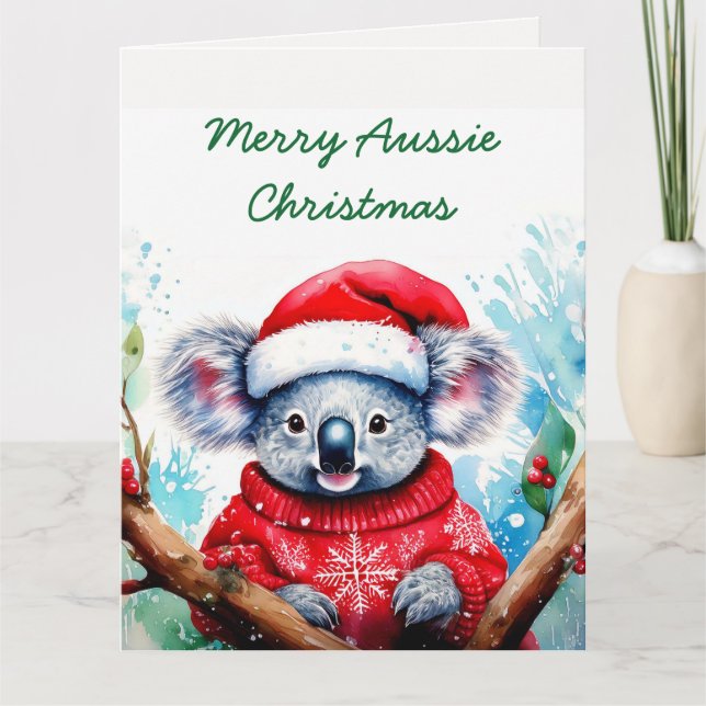 Merry Aussie Christmas Koala Karte (Vorderseite)