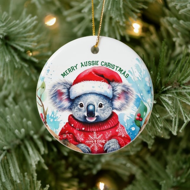 Merry Aussie Christmas Koala Keramik Ornament (Baum)