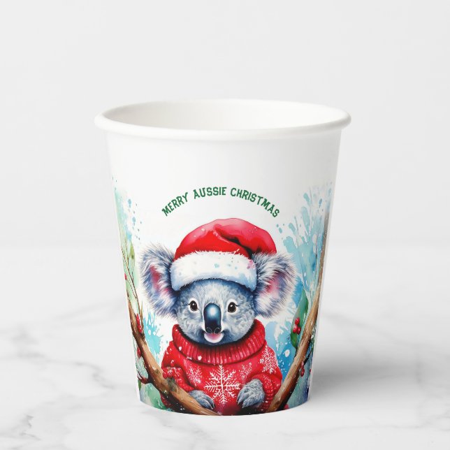 Merry Aussie Christmas Koala Pappbecher (Vorderseite)