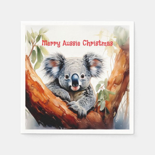 Merry Aussie Christmas Koala Serviette (Vorderseite)