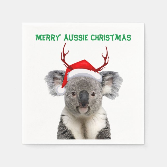 Merry Aussie Christmas Koala Serviette (Vorderseite)
