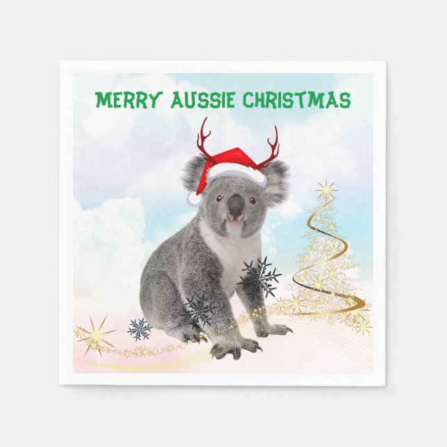 Merry Aussie Christmas Koala Serviette (Vorderseite)