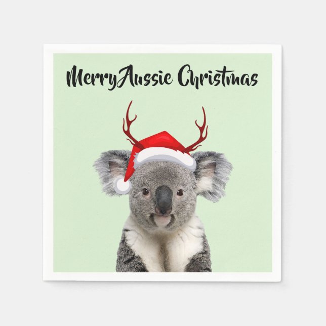 Merry Aussie Christmas Koala Serviette (Vorderseite)
