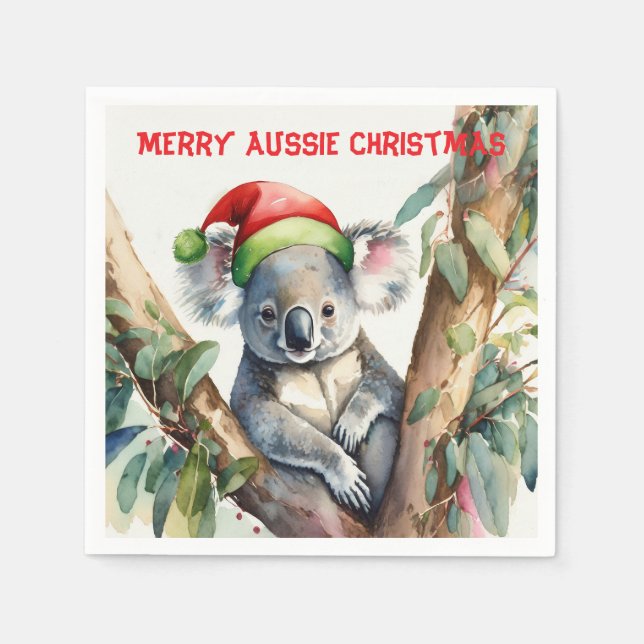 Merry Aussie Christmas Koala Serviette (Vorderseite)