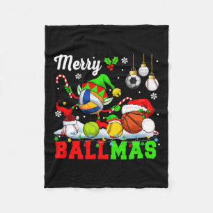 Merry Ballmas Xmas Santa Elf Volleyball Basketball Fleecedecke