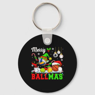 Merry Ballmas Xmas Santa Elf Volleyball Basketball Schlüsselanhänger