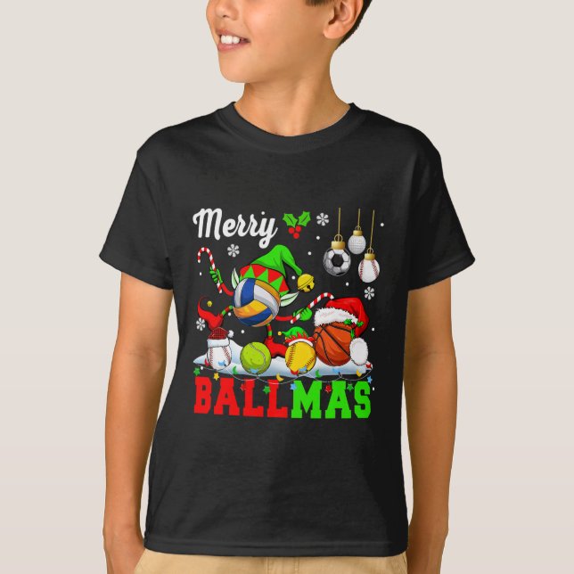Merry Ballmas Xmas Santa Elf Volleyball Basketball T-Shirt (Vorderseite)