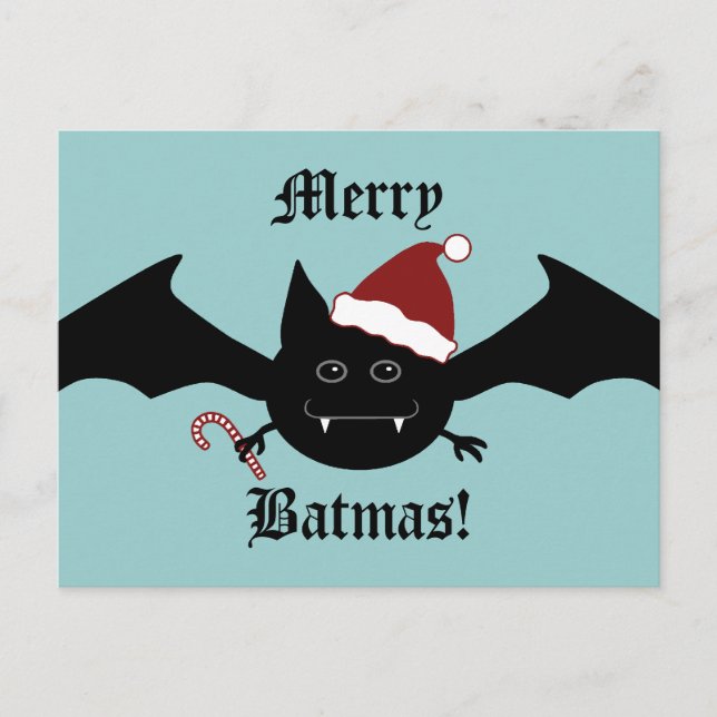 Merry Batmas albern Gothic Fledermaus Weihnachten (Vorderseite)