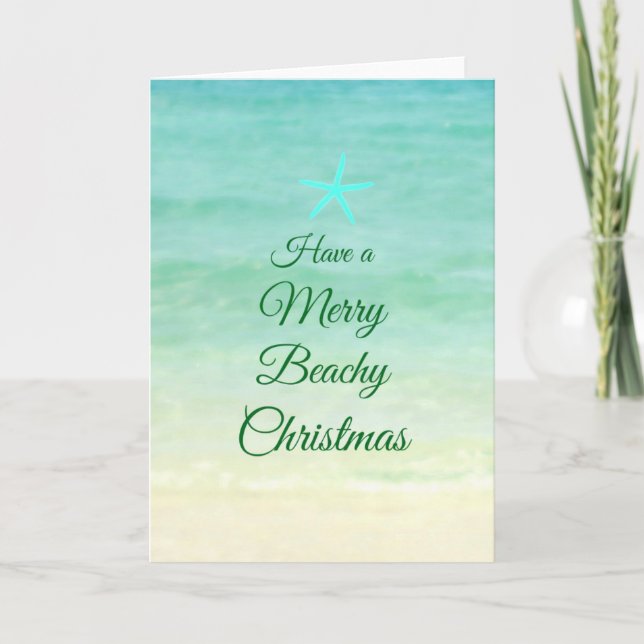 Merry Beach Christmas Starfish Card Feiertagskarte (Vorderseite)