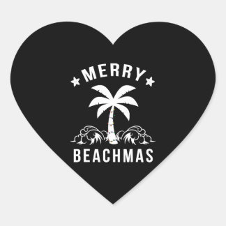 Merry Beachmas Palm Tree Beach Weihnachten Herz-Aufkleber