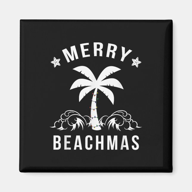 Merry Beachmas Palm Tree Beach Weihnachten Magnet (Vorne)