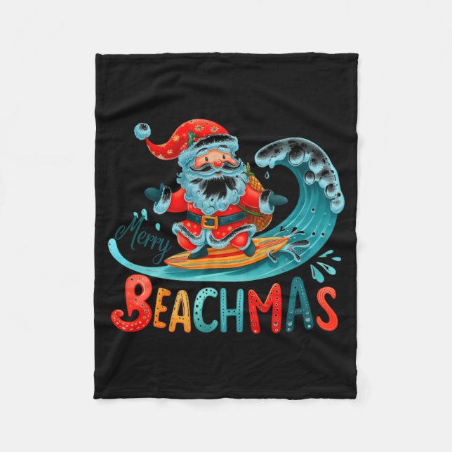 Merry Beachmas Santa Surfing Retro Design  Fleecedecke (Vorderseite)
