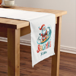 Merry Beachmas Santa Surfing Retro Design Kurzer Tischläufer