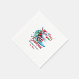 Merry Beachmas Santa Surfing Retro Design Serviette