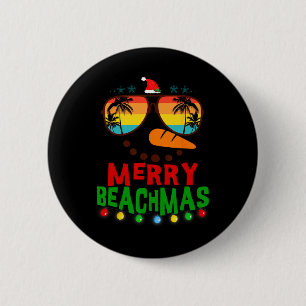 Merry Beachmas Tropical Christmas Hawaii Snowman B Button