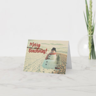 Merry Beachmas - Vintag Sandy Snowman - Feiertagskarte