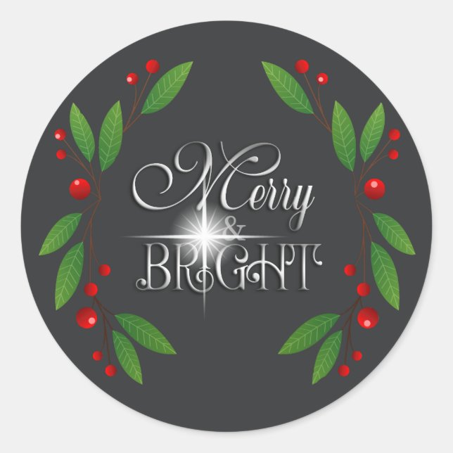Merry Berry Bright Christmas Swag D591 Runder Aufkleber (Vorderseite)