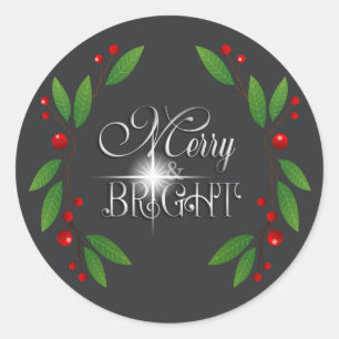 Merry Berry Bright Christmas Swag D591 Runder Aufkleber
