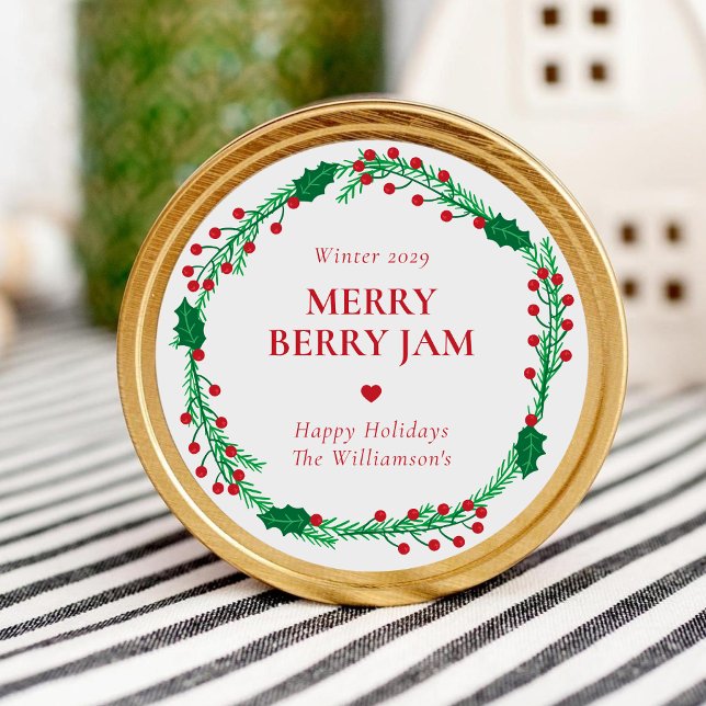 Merry Berry Custom Holiday Jam Label Runder Aufkleber (Von Creator hochgeladen)
