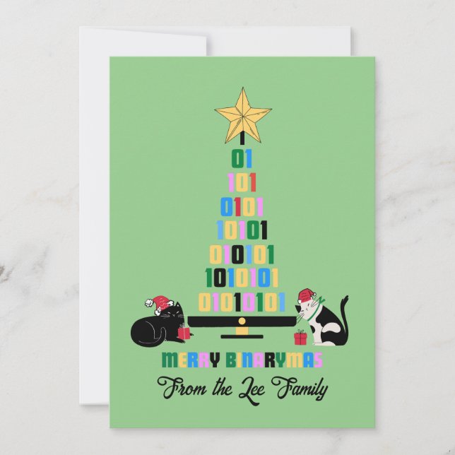 MERRY BINARY CHRISTMAS FEIERTAGSKARTE (Vorderseite)